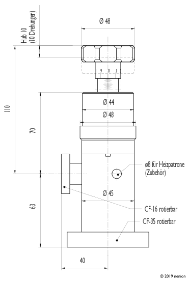 UHV-Leakvalve Manually Operated CF-16 and CF-35 thumbnail 2