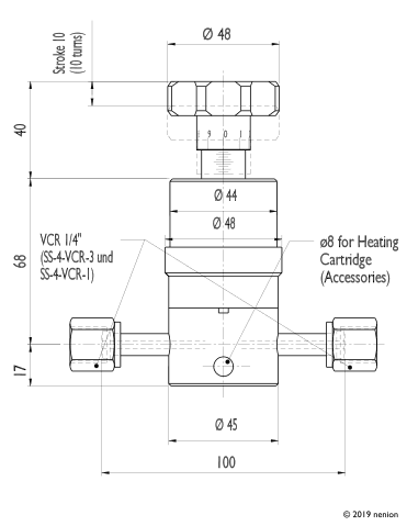 UHV-Leakvalve Manually Operated VCR 1/4" on both sides thumbnail 2